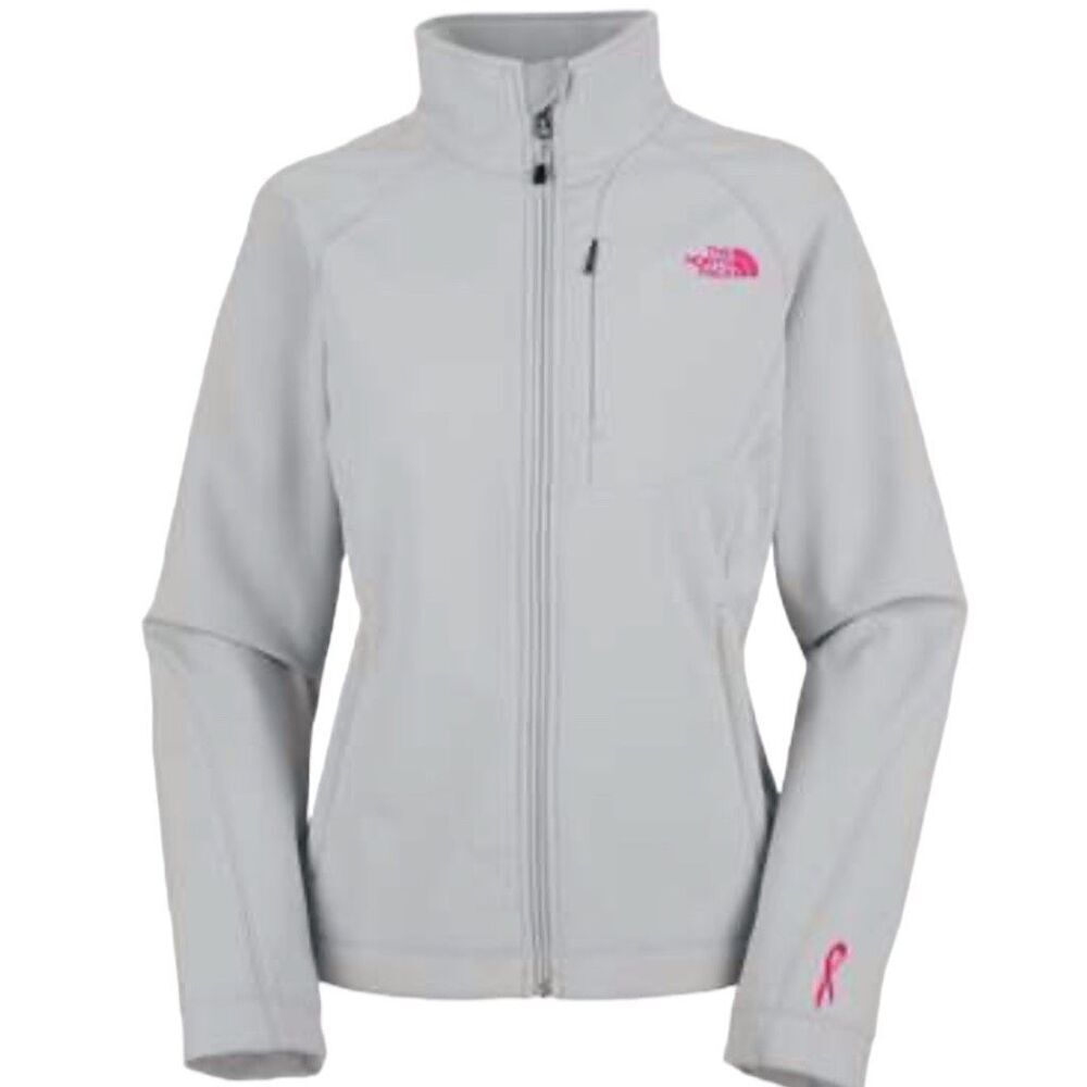 THE NORTH FACE Apex Bionic Soft Shell Fleece  Jacket Full Zip Grey & Pink XS